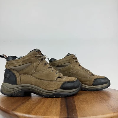 Womens Ariat Terrain Brown Leather Mid Hiking Trail Boots Shoes Size 8.5 B GUC - Image 1 of 4