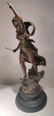 Antike Bronze Spelter Statue La FORTUNE von L&F MOREAU Frankreich 1900er 41 cm - Bild 1 von 4