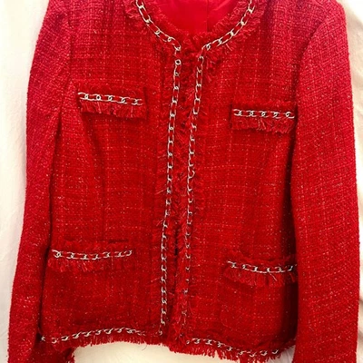 Chaqueta Blazer Vintage Boston Proper Gabrielle Rojo Pasarela Y2K Lrg Foto 1 de 3