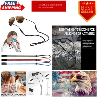 Paquete de 3 soportes ajustables para gafas unisex - cordón suave para deportes y uso diario Foto 1 de 4