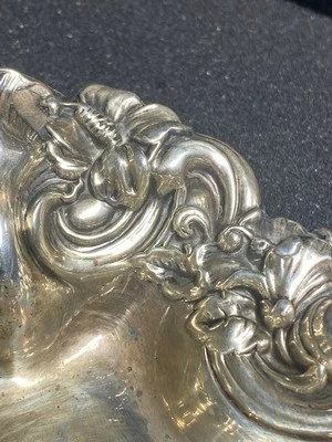 PLATO/TAZÓN CARAMELO MADERA ART NOUVEAU PLATA ESTERLINA 925 Foto 1 de 4