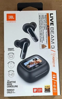 JBL LIVE BEAM 3 TRUE WIRELESS NOISE CANCELLING EARBUDS (BLACK) BRAND NEW. - Image 1 of 4