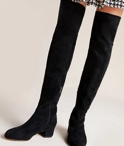 Anthropologie Elegant Black Knee-High Women's Boots pointed toe Size8 Made Spain - Picture 1 of 12