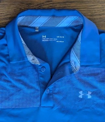 Рубашка-поло UNDER ARMOUR синяя для гольфа легкая и мягкая мужская L (23 дюйма яма, длина 29 дюймов) - Изображение 1 из 4