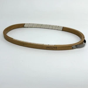Vtg Princess Metal Bow Spring Tension Wood Embroidery Hoop 4.5x9 Oval - Non Felt - Picture 1 of 9