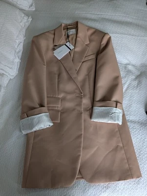 Chaqueta Blazer SPORTMAX Max Mara Novio Grande Nudo Beige EE. UU. 12 Nueva con Etiquetas Foto 1 de 4