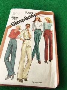5205 PANTALONI Simplicity modello CUCITO anni 80 senza piedi misura 12 W 26-1/2" - Foto 1 di 2