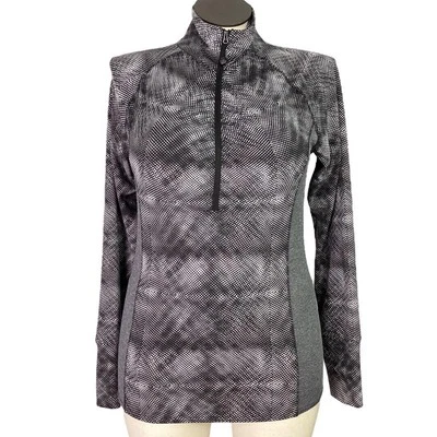 Pulôver feminino Soybu L cinza meio zíper malha elástica manga longa corrida ioga top - Imagem 1 de 4