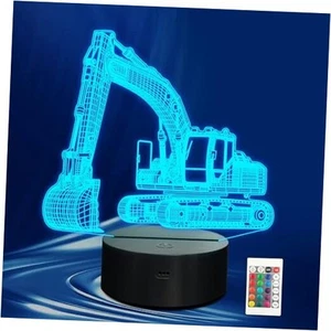 Excavator 3D Night Light, 3D LED Optical Illusion Lamp with Remote Excavators - Picture 1 of 7