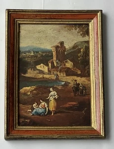 Antique-style Italian Landscape Art Print with Gold Frame Italy Vintage - Picture 1 of 13