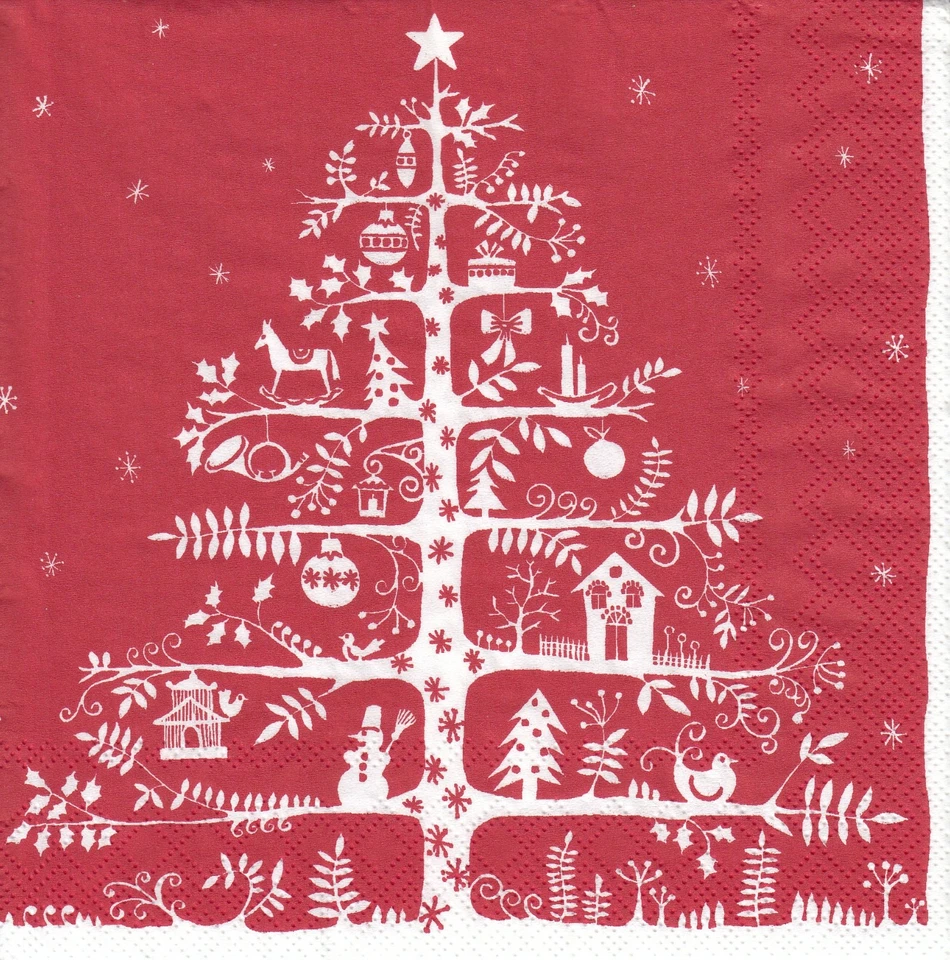 5 Tovaglioli di Carta Lunch Tovaglioli (G4-16) Albero di Abete Decorato - Immagine 1 di 1