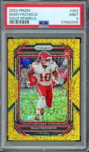 Prizm Gold Sparkle #352 2022 Isiah Pacheco novato radiocontrol/24 PSA 9 como nuevo Chiefs - Imagen 1 de 2