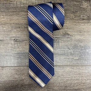 Robert Talbott Best Of Class Tie Silk Navy & Tan Striped - Picture 1 of 5