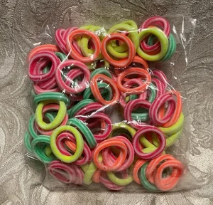100 Neon Mini Hair Ponios Elastic Hair Ties Women Baby Girls Hair Bands Ties - Picture 1 of 5