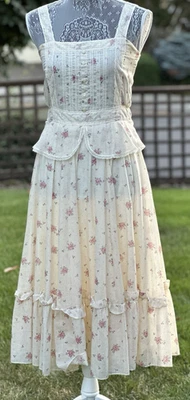 Rare Vintage 1970s GUNNE SAX Dress ~ Peplum floral Midi Sundress Size 7 - Image 1 of 4