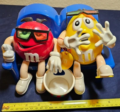 Vintage MM M&Ms  3D Movie Theater Collectible Candy Nut Dispenser Red & Yellow - Image 1 of 4