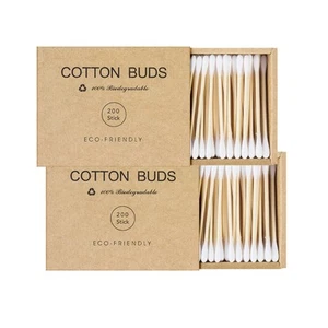 Kiemeu Bamboo Qtips Cotton Swabs With Wooden Sticks Q Tips For Ears Swabs 400... - Bild 1 von 7