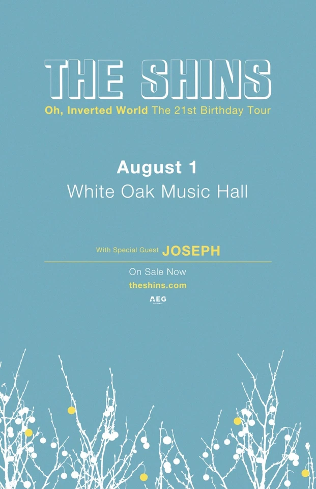 THE SHINS "THE 21ST BIRTHDAY 2022 TOUR" HOUSTON CONCERT POSTER -Indie Rock Music - Image 1 of 1