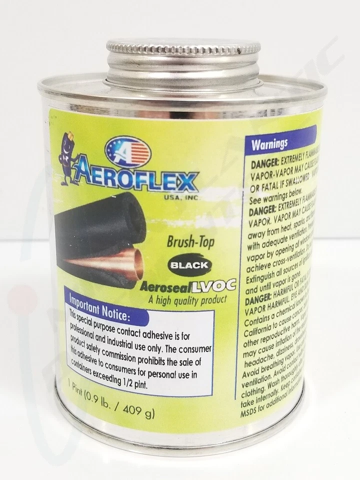 1 One Pint Aeroflex Brush Top Black LVOC Adhesive for Aeroseal Insulation