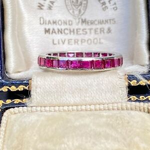 Antique, Art Deco Platinum and Ruby full eternity ring, Size UK K USA 5.5