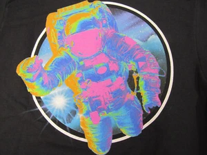 NASA Hyper Space Black & Neon Astronaut In Space Shirt - Picture 1 of 6