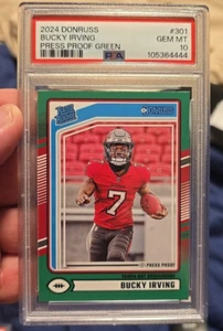 2024 PANINI DONRUSS BUCKY IRVING GREEN PRESS PSA GEM MT 10 BUCCANEERS ROOKIE - Picture 1 of 2