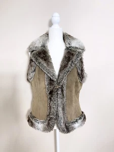 Chaleco de cuero marrón Live A Little mezclado grisáceo negro imitación piel para mujer talla L” - Imagen 1 de 11
