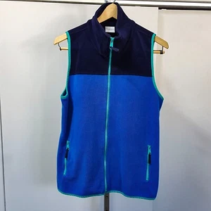 Weekender Chico's Women's SZ 1  Full Zip Fleece Vest w Pockets 3 Tone Blue - Picture 1 of 9