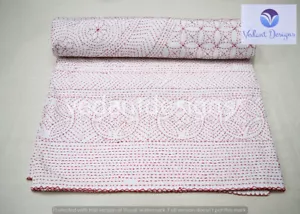 Indischer Blockdruck Queen Baumwolle Kantha Quilt Tagesdecken Überwurf Kantha Decke - Bild 1 von 4