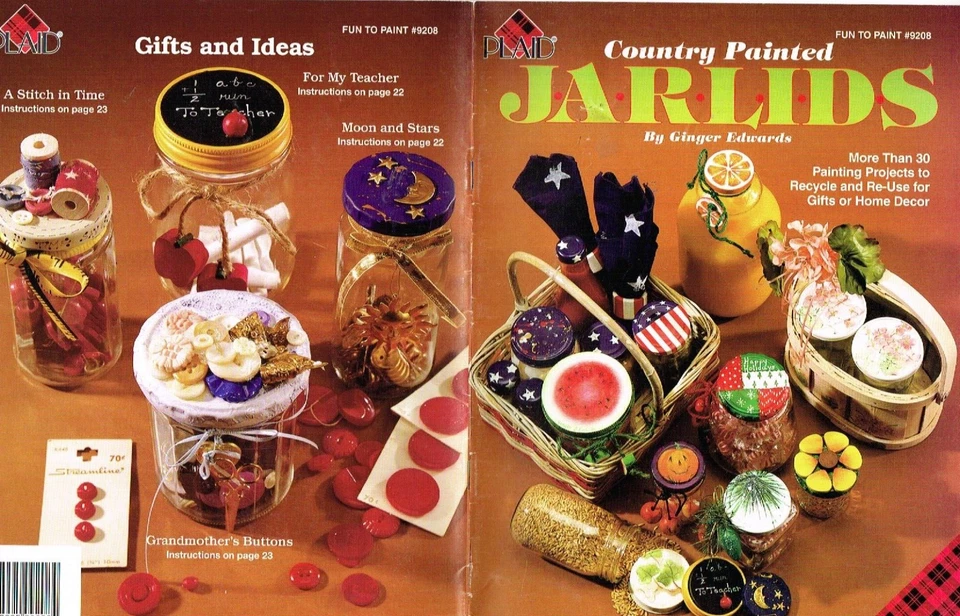 Painting Book Country Painted Jar Lids 30 Lid  Projects 1996 VTG Ginger Edwards - Image 1 of 1