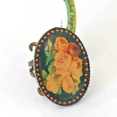 Anillo Michal Negrin Rosa Cabujón Romántico Renacimiento Victoriano Declaración Caja Gótica Foto 1 de 4