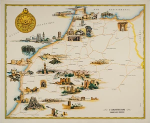Gayraud, Affiche Originale, Carte, Royal Air Maroc, Essaouira, Meknes, Fes, 1950 - Photo 1/6