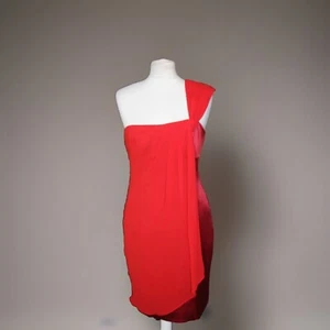 KAREN MILLEN RED SILK ONE SHOULDER DRESS FITS SIZE 10 NWT - Picture 1 of 12