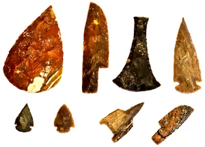 Steinzeit Pfeilspitzen Werkzeuge Set 8 Teile (Nachbau) - Bild 1 von 1