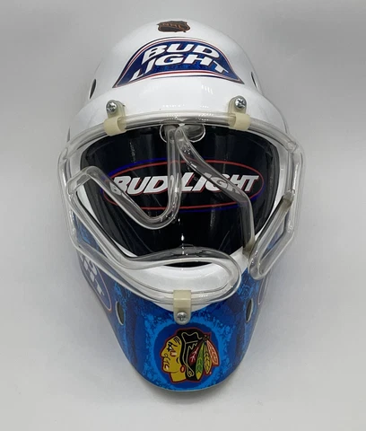 Chicago Blackhawks Bud Light Neon Helmet RARE Hockey Needs Tube Replaced Cover