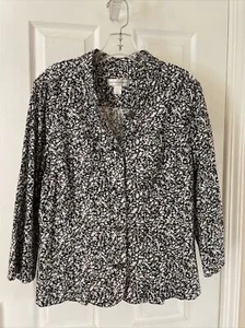 Christopher & Banks Womens Pretty Black White Button Jacket Size L - Picture 1 of 3