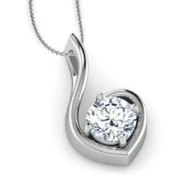 Colgante solitario de diamantes de corte redondo de 2,00 quilates VVS1/D creado en laboratorio en plata 925 Foto 1 de 4
