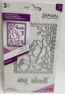 Gemini by Crafter's Companion Thank You Papercraft Die Elements Peony Frame 3 piezas - Imagen 1 de 2