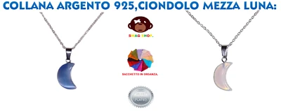 Collana Argento 925 ciondolo luna etnico pietra crystal chakra yoga hippie zen - Immagine 1 di 3