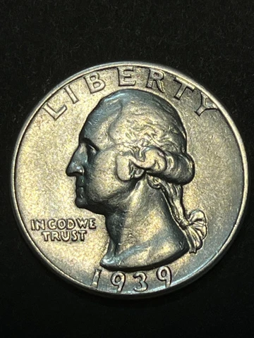 1939 Washington Quarter 90% Silver EF/AU (C-217) Cover
