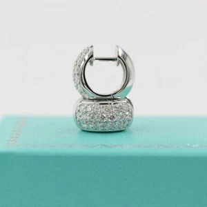 2.00 Ct Round Cut Lab Created Diamond Huggie Hoop Earrings 14k White Gold Plated - Picture 1 of 3