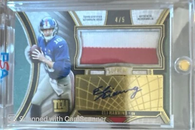 ELI MANNING 2015 SUPREME GAME PATCH AUTO #4/5 SSSP CARD LOOKS MINT MVP & DYE CUT - Image 1 of 4