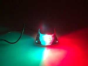 MarkDown Marine Boat Nav Red Green Chrome Plated Housing Bi-Color Bow Light Blb - Picture 1 of 8
