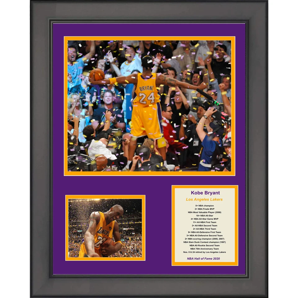 Framed Kobe Bryant Hall of Fame Los Angeles Lakers Basketball 12"x15" Photo - Image 1 of 1