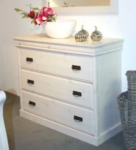 Massivholz kommode mit schubladen Kiefer massiv weiß NEU Anrichte Wäsche-schrank - Bild 1 von 8
