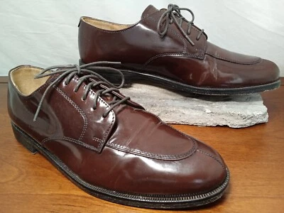 Cole Haan Men's Sz. 9.5 D  Brown Patent Leather Split Apron Derby Oxfords - Image 1 of 4