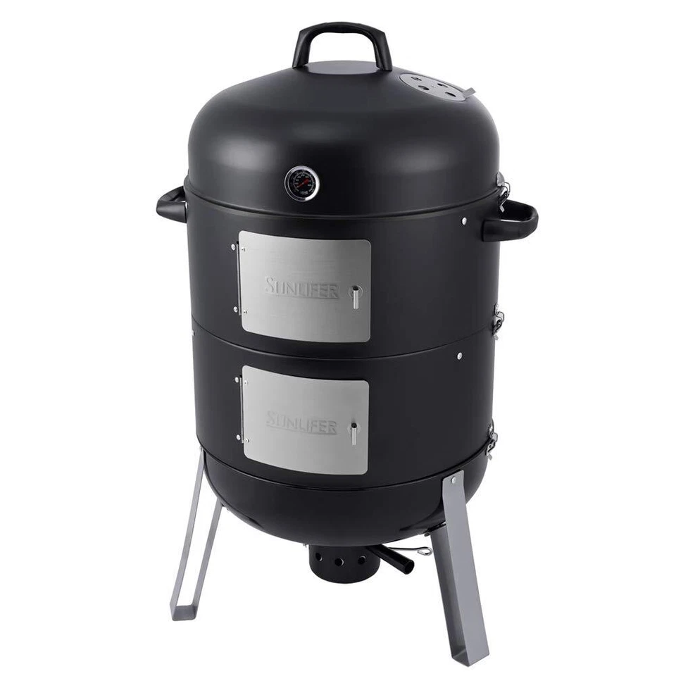 Sunlifer 20.5 Inch Vertical Charcoal Smoker and Grill Combo Heavy-duty BBQ With