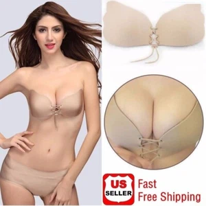 Self-Adhesive Stick Push-Up Silicone Bra Gel Strapless Invisible Backless Bra US - Picture 1 of 13