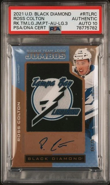 2021 UD BLACK DIAMOND ROSS COLTON ROOKIE TEAM LOGO JUMBOS AUTO /25 PSA/DNA 10 - Image 1 of 2
