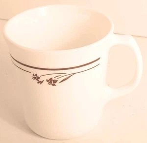 Vintage Corelle White Coffee Cocoa Tea Replacement Mug With Brown Floral Pattern - Picture 1 of 7